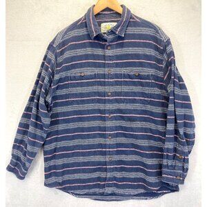 VTG‎ Alaska Wilderness Flannel Shirt Mens XXL Striped Button Long Sleeve 90s Y2K